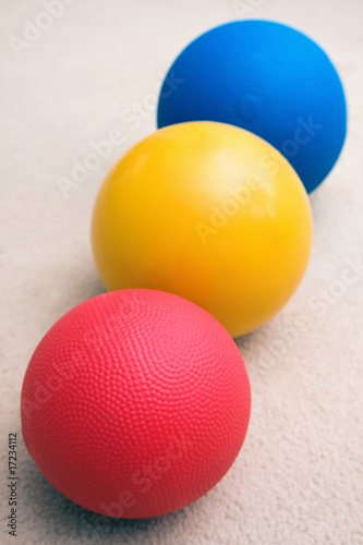 Medicine balls sitting in a line