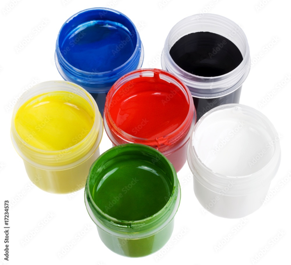 Set of the watercolor gouache paints isolated on white Set of the watercolor gouache paints isolated on white