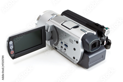 Mini camcorder isolated on white