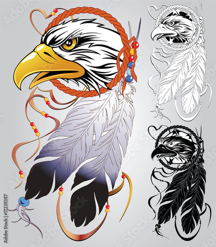 Set of sketches for tattoos and design on an American Indian