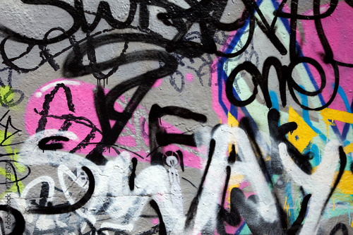 Abstract colorful graffiti background in a wall photo