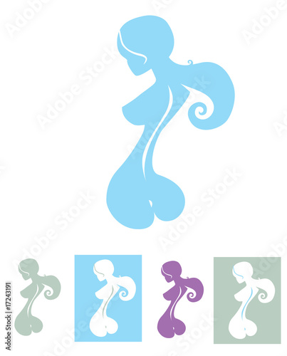 Naked silhouette with backbone line. Vector Illustration.