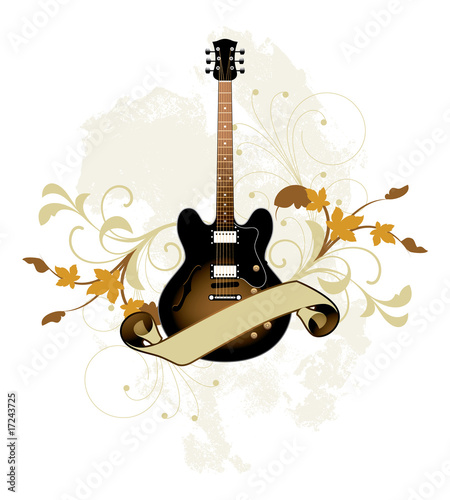 Floral abstract with guitar