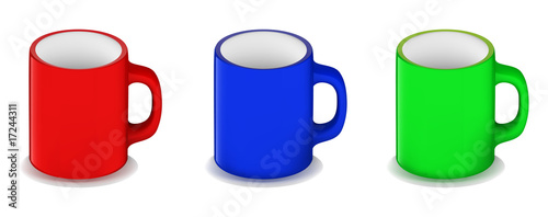 3D colorful empty cups