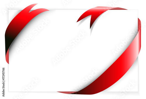 Red ribbon around blank white paper
