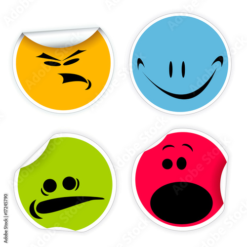 Labels with various smiles