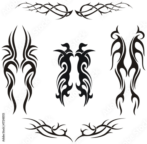 Set of vector tribal tattoos