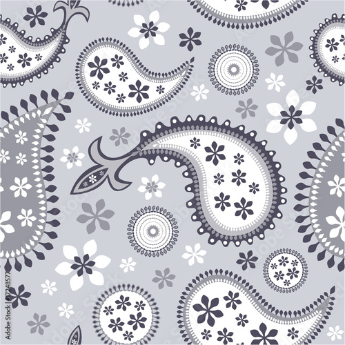 Seamless grey paisley pattern