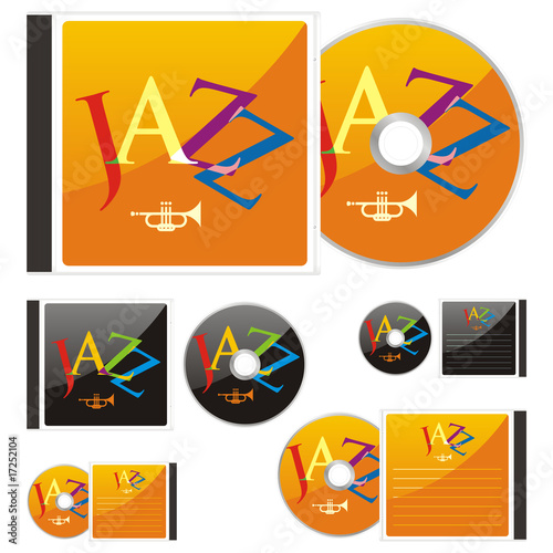 fully editable vector colored CDs and cases with jazz layout