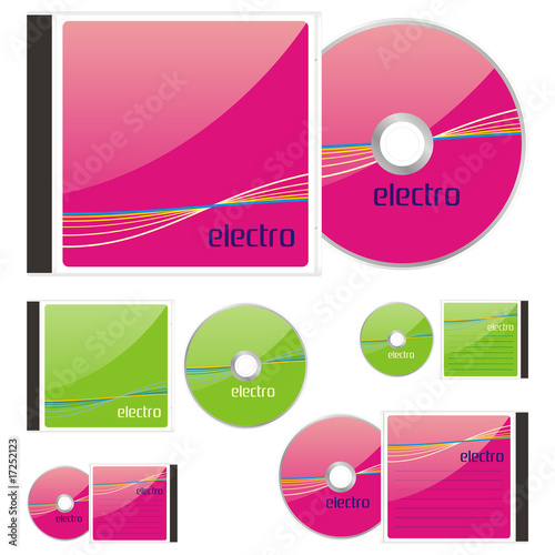 fully editable vector colored CDs and cases with electro layout