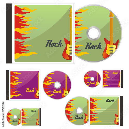 fully editable vector colored CDs and cases with rock layout photo