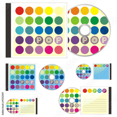 fully editable vector colored CDs and cases with pop layout