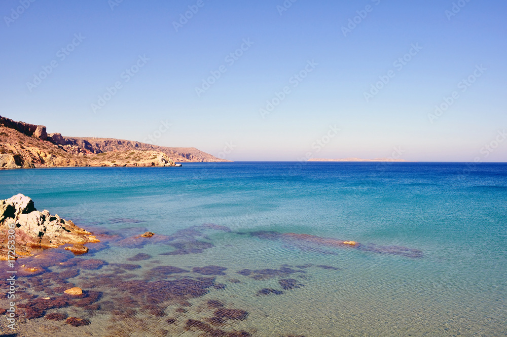 View of the Mediterranean Sea and east coast of Crete.