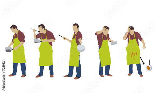 Silhouette d'homme faisant la cuisine