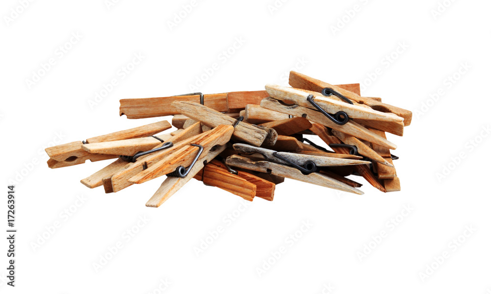 wooden clothespins on white background wooden clothespins on white background