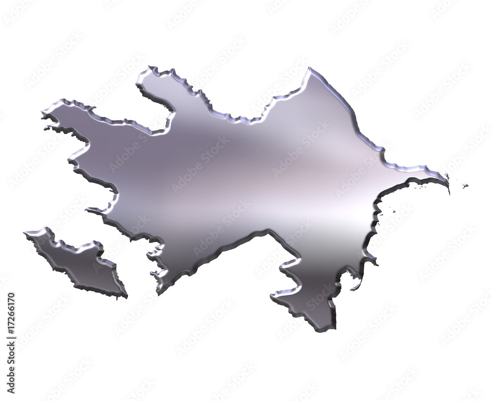 Obraz premium Azerbaijan 3D Silver Map