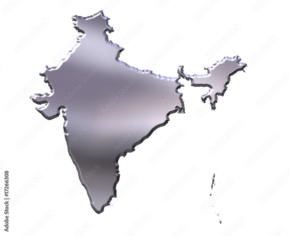 Obraz premium India 3D Silver Map