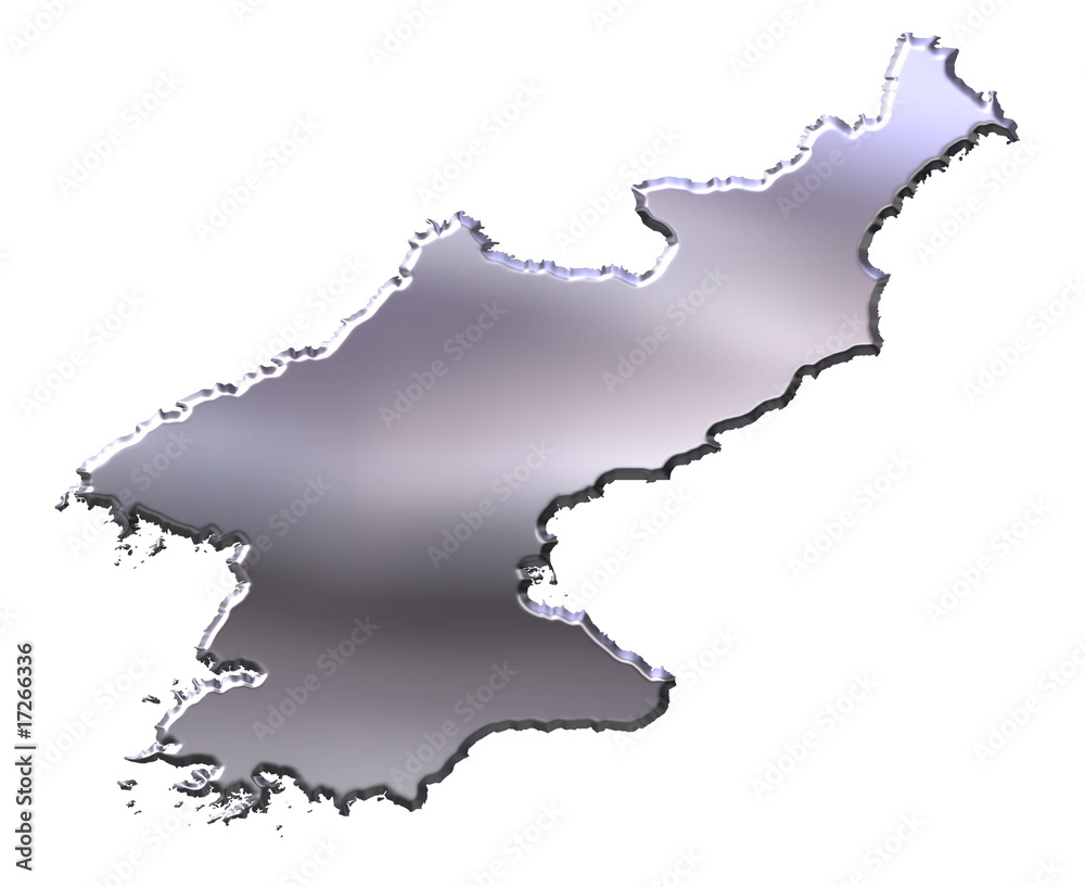 Korea North 3D Silver Map