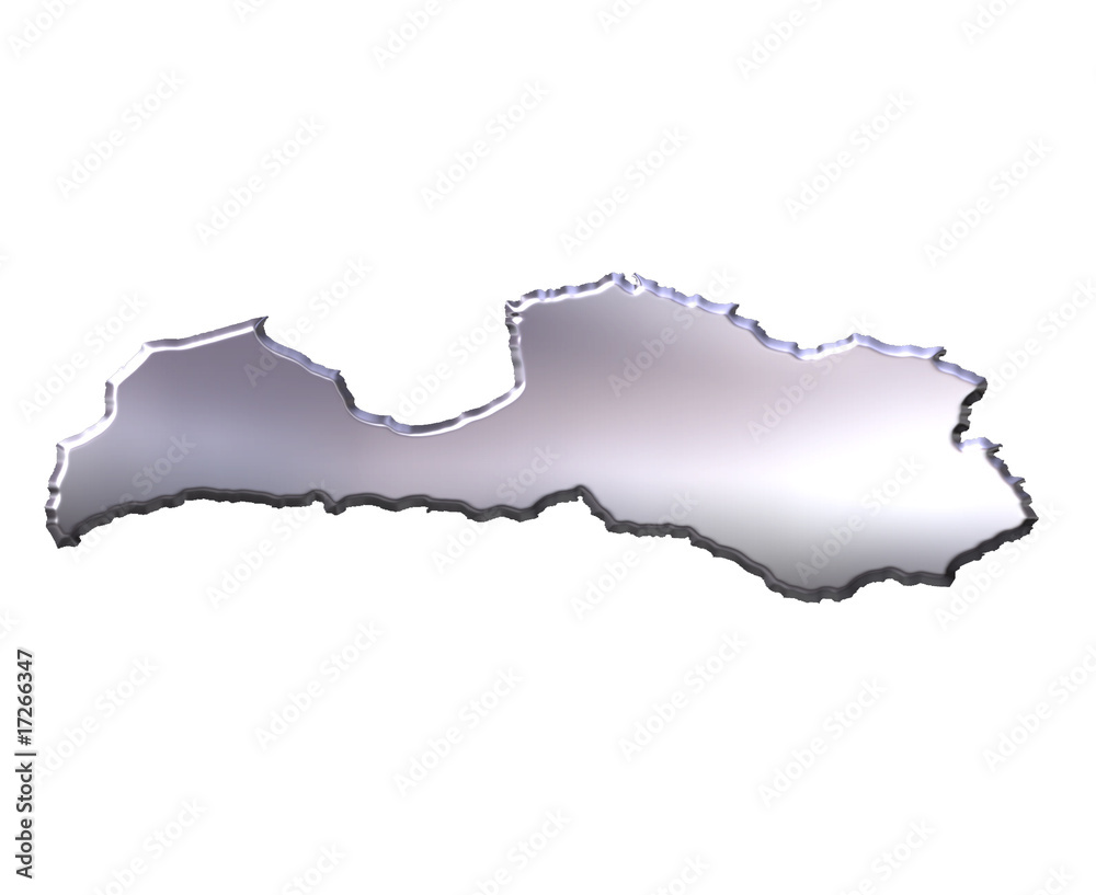 Latvia 3D Silver Map