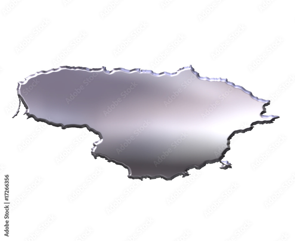 Lithuania 3D Silver Map
