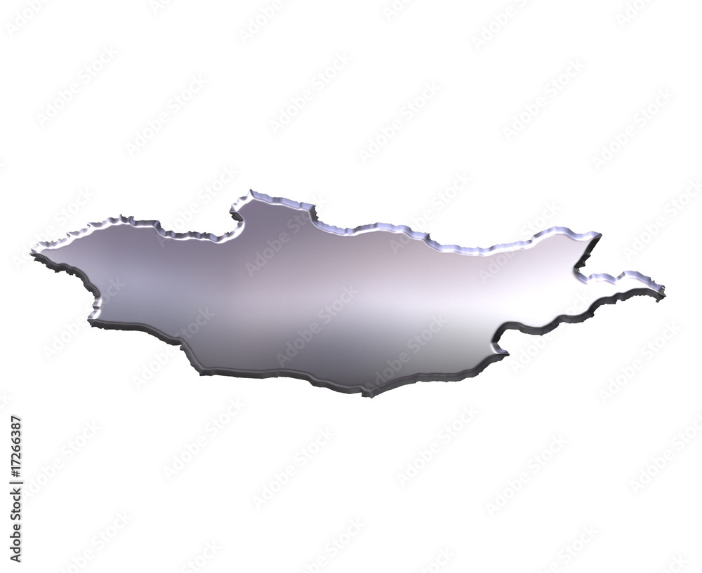 Fototapeta premium Mongolia 3D Silver Map