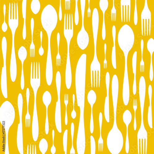 Cutlery pattern on yellow background