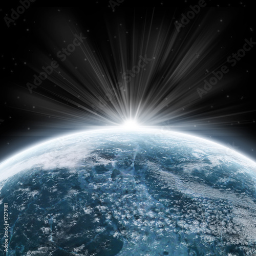 Fototapeta Naklejka Na Ścianę i Meble -  Blue Planet Earth Halo - Univers Exploration