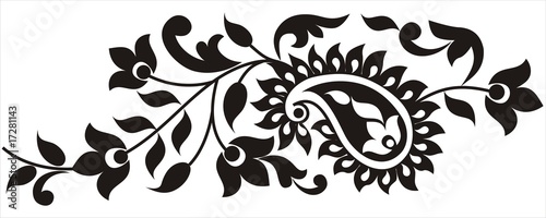 traditional paisley floral motif , henna design , Rajasthan, India