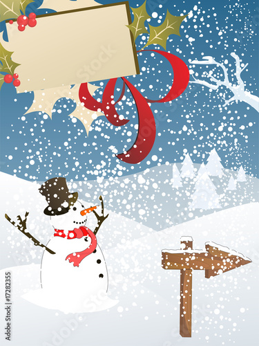 weihnachtskarte mit schneemann