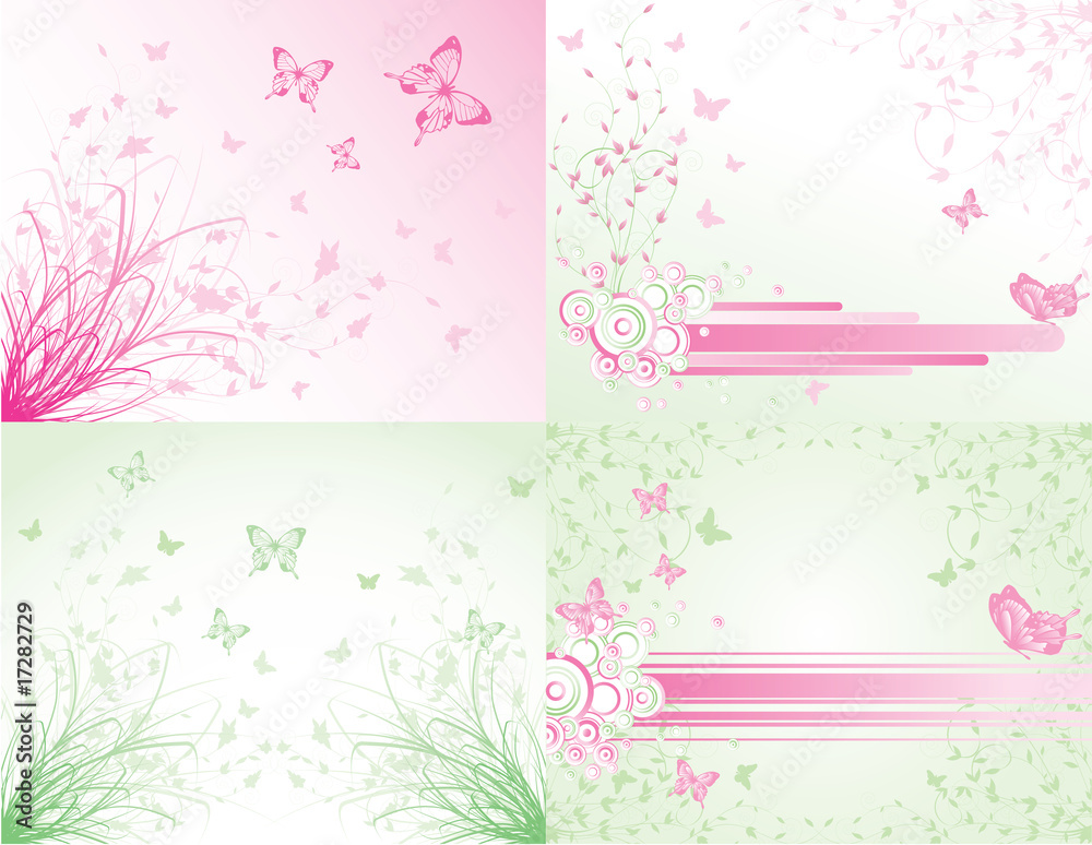 Set of four floral designs Set of four floral designs