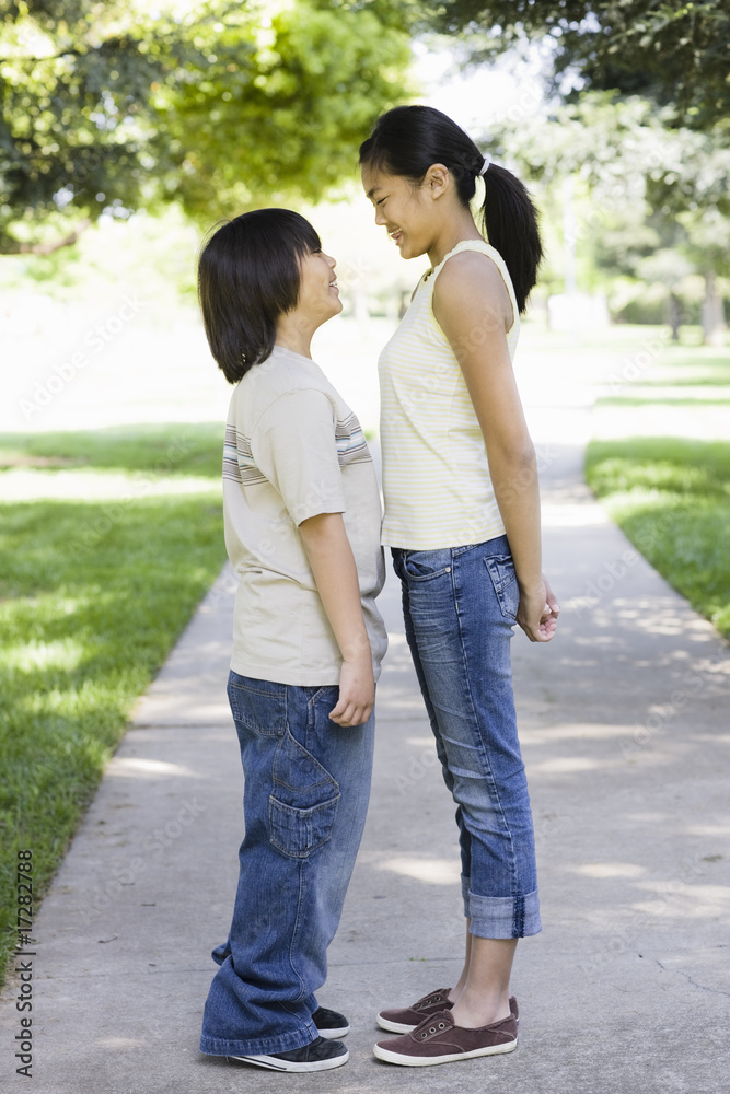 Asian Brother and Sister in Park