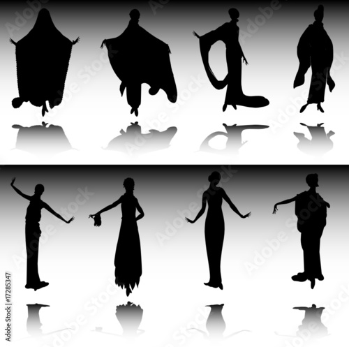 woman in dress vector silhouettes