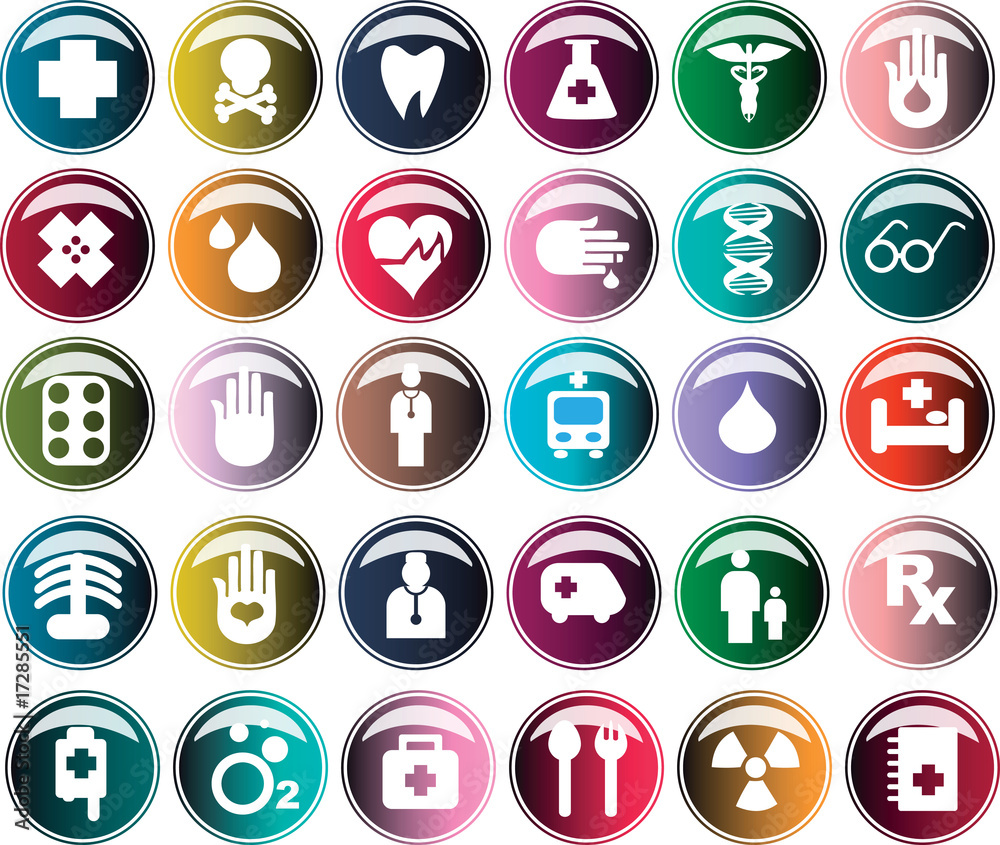 Medical button, shiny icons & warning-signs set 1 Medical button, shiny icons & warning-signs set 1