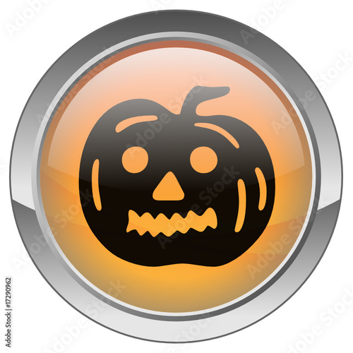 Halloween button with Scary Pumpkin