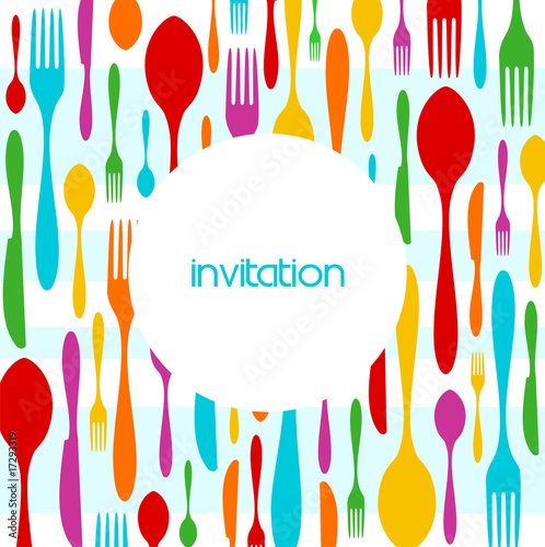 Cutlery colorful pattern invitation