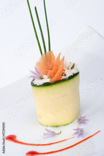 Zucchini Roll with smoked salmon