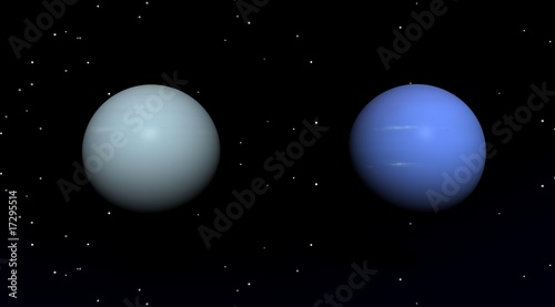 Fototapeta Naklejka Na Ścianę i Meble -  planets blue uranus and pluton