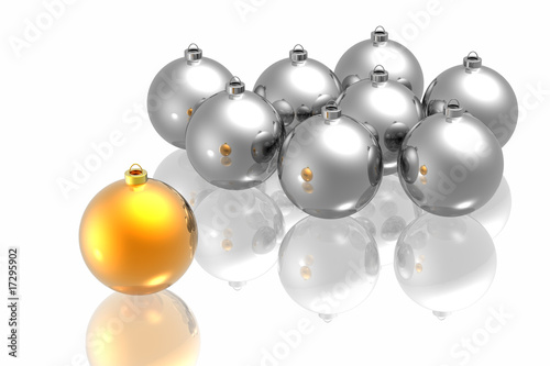 Unique golden christmas decoration on the white background