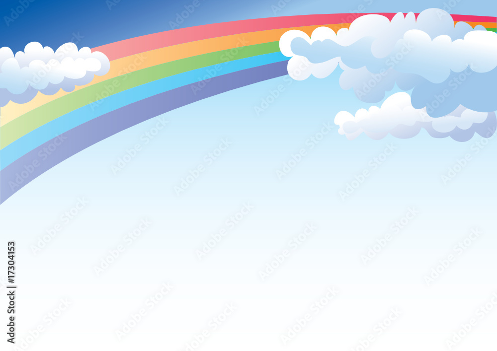 Fototapeta premium Tęcza i chmury - obramowanie dekoracyjne wektor