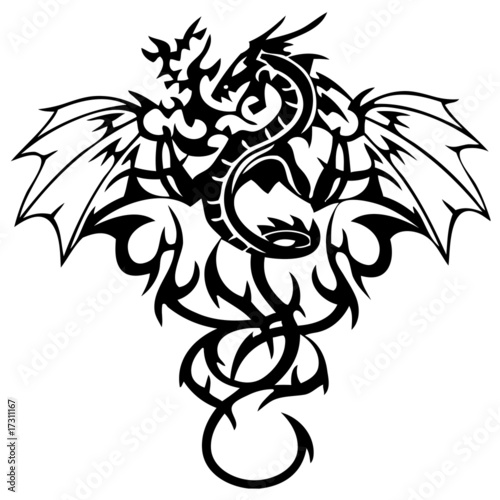 vector illustration iconic dragons (tattoo)