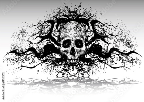 vector illustration tattoo design set (skull)