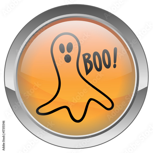 Halloween button with Scary Ghost