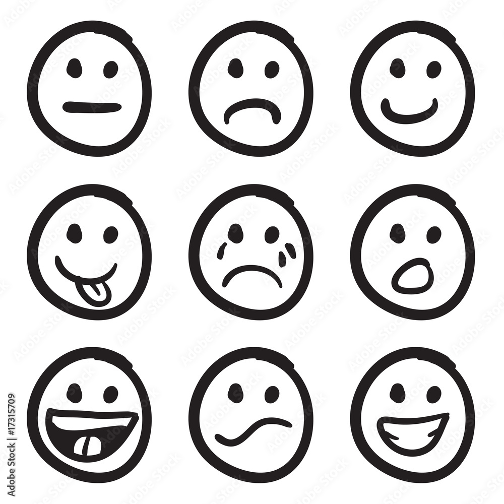 Cartoon Smiley Faces Doodles Stock Vector Adobe Stock