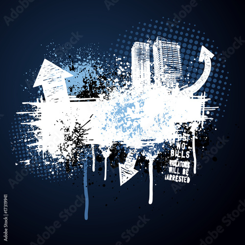 Dark blue grunge city frame