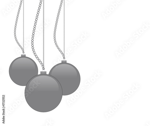 3 silver christmas balls graphics on a white background