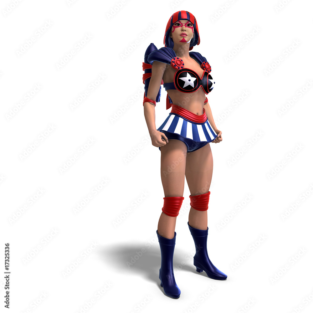 female comic hero in an red, blue, white outfit female comic hero in an red, blue, white outfit