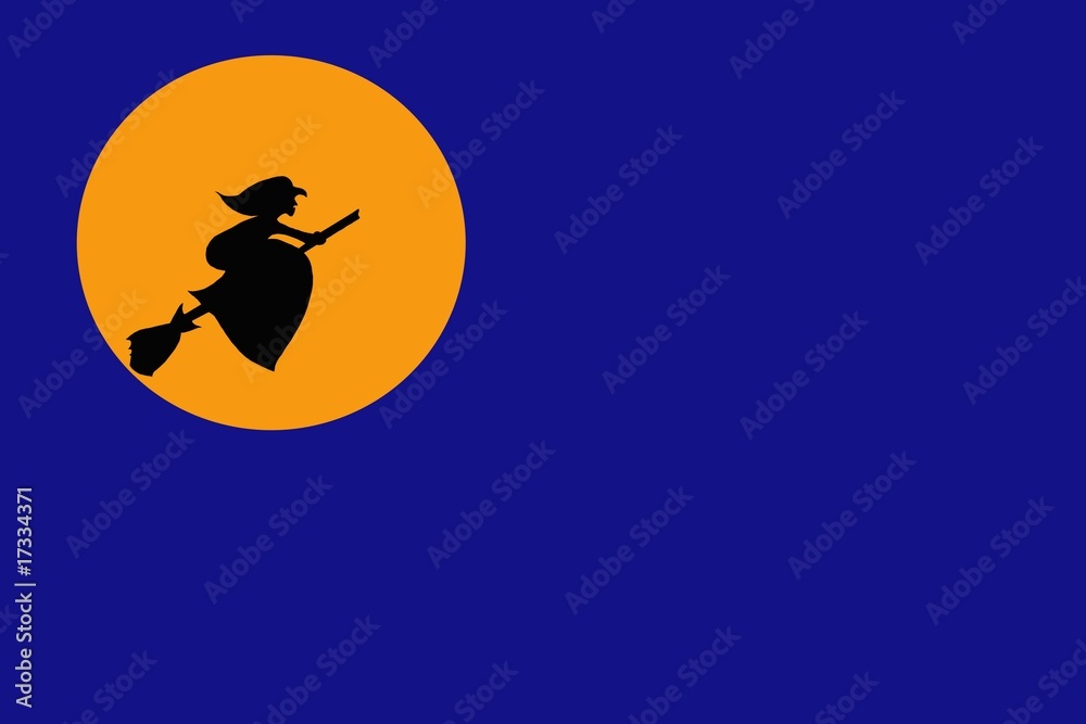 Witch flying on a broomstick