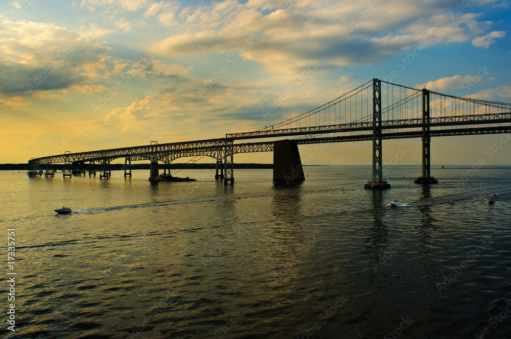 Boats Pass Chesapeake Bay Bridges Boats Pass Chesapeake Bay Bridges