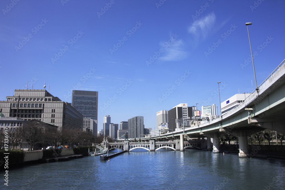 Naklejka premium 大阪の街並