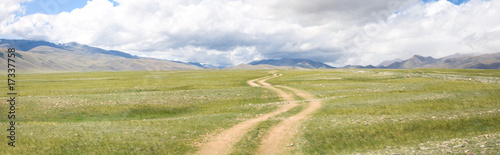 Road in the mountain steppes